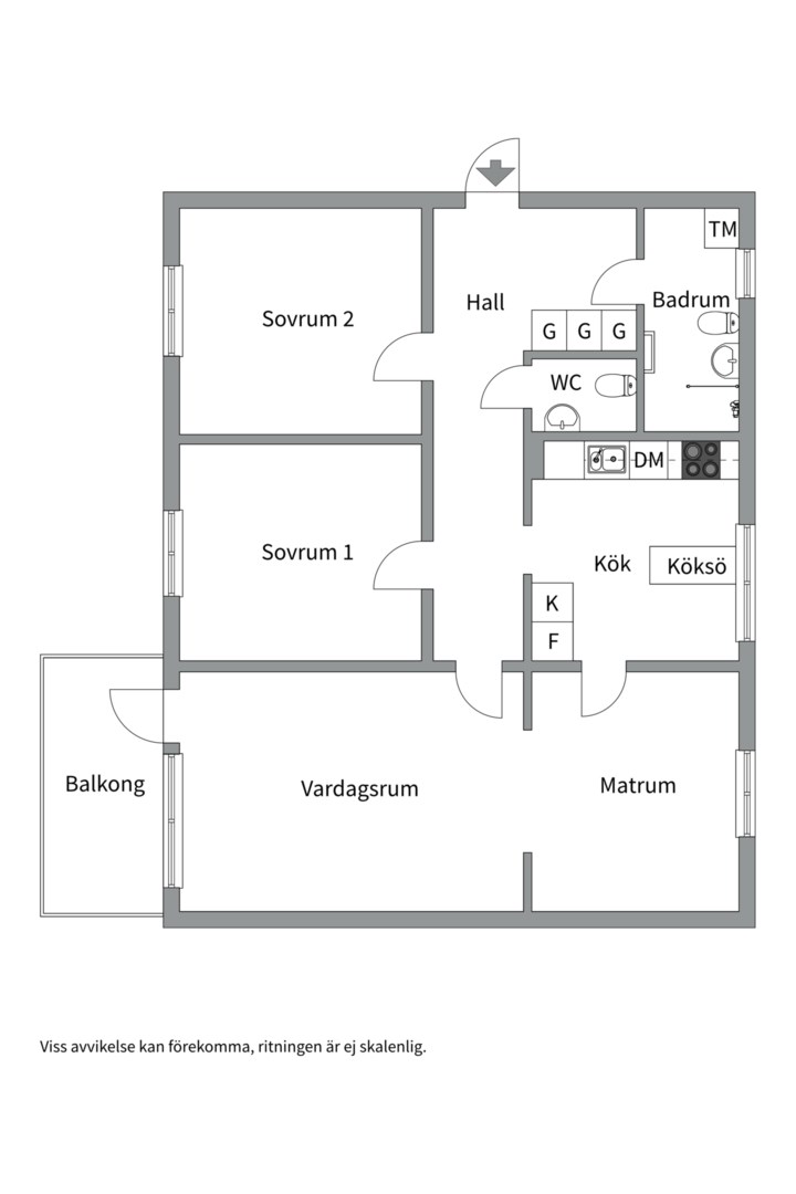 Planlösning från Eriksgatan 21, Såld i Luthagen, Uppsala