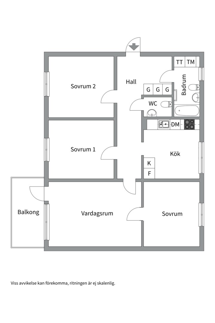 Planlösning från Eriksgatan 21, Såld i Luthagen, Uppsala