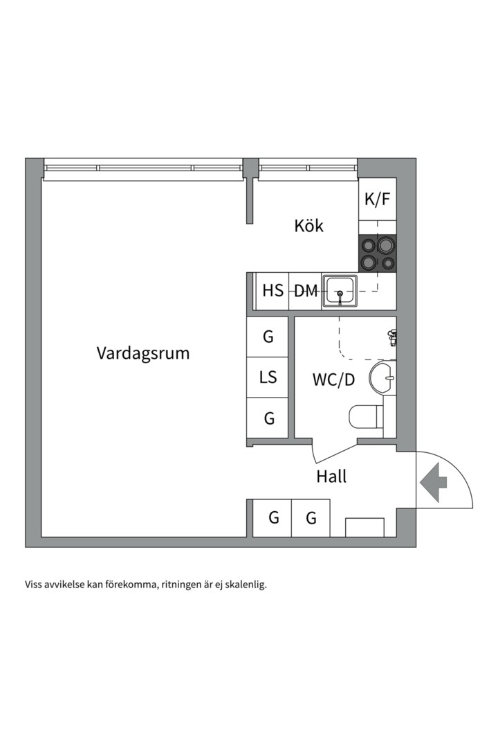Planlösning från Slottsgränd 2D, Snart till salu i Centrum, Uppsala