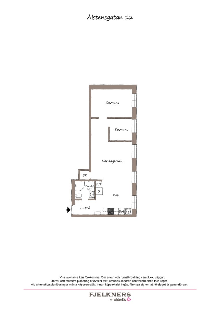 Planlösning från Ålstensgatan 12, Till salu i Bromma - Ålsten, Stockholm