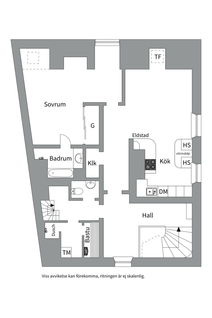 Planlösning från Kåkbrinken 3, Till salu i Gamla stan, Stockholm