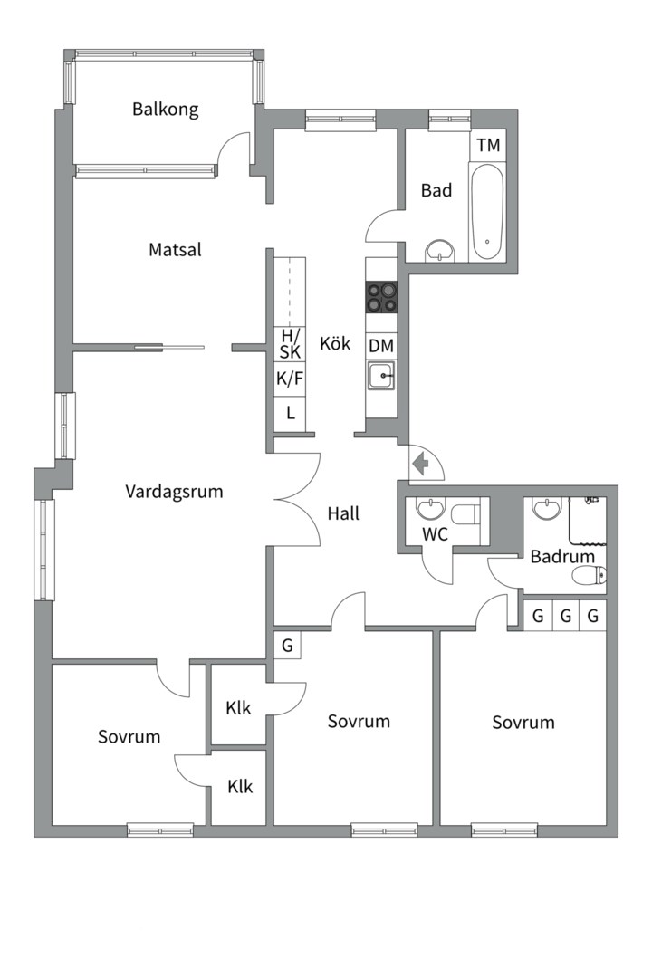 Planlösning från Ritargatan 4A, Kommande i Salabacke, Uppsala