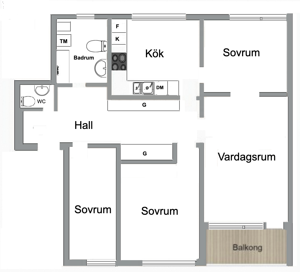 Planlösning från Henriksdalsringen 61, Till salu i Henriksdalsberget, Nacka