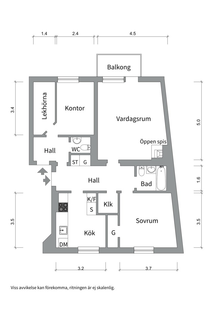 Planlösning från Tunagatan 7C, Såld i Tunabackar, Uppsala