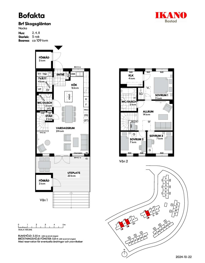 Planlösning från Skiffervägen 72, Såld i Älta, Nacka