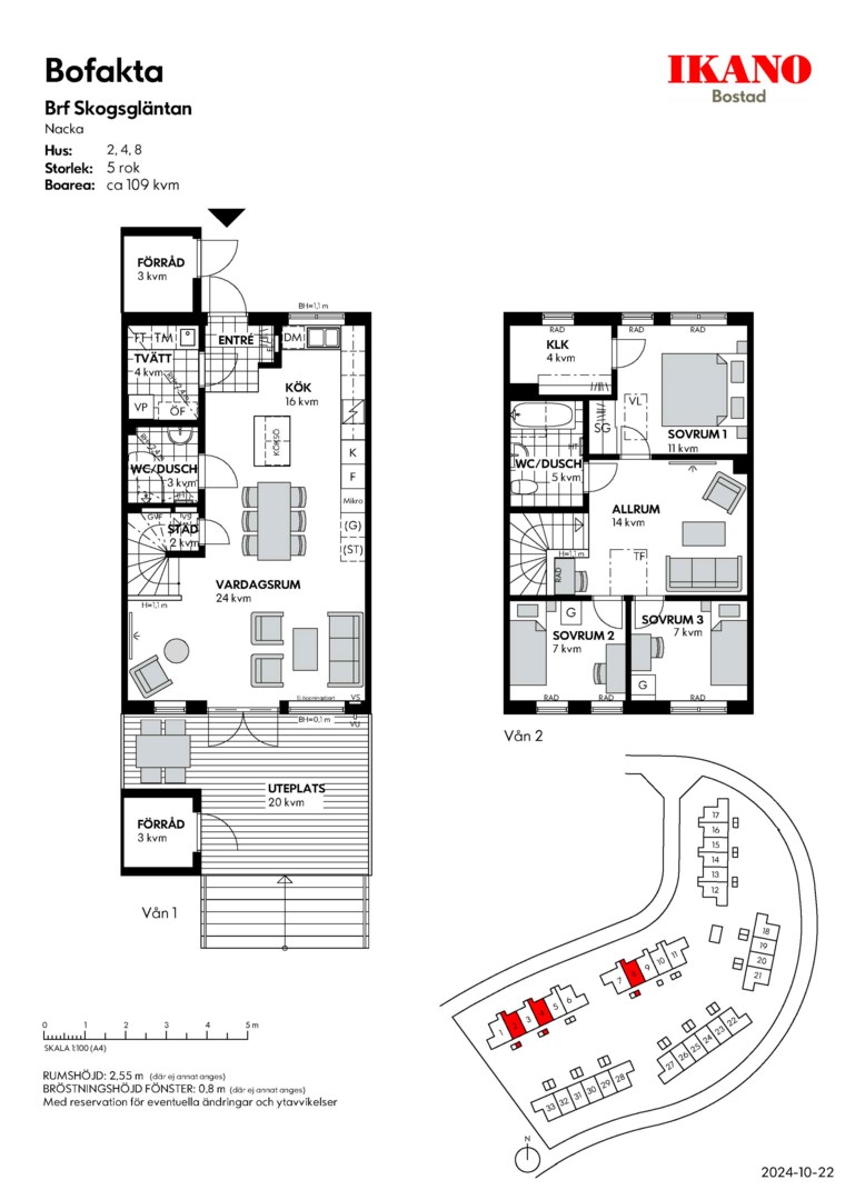 Planlösning från Skiffervägen 68, Till salu i Älta, Nacka