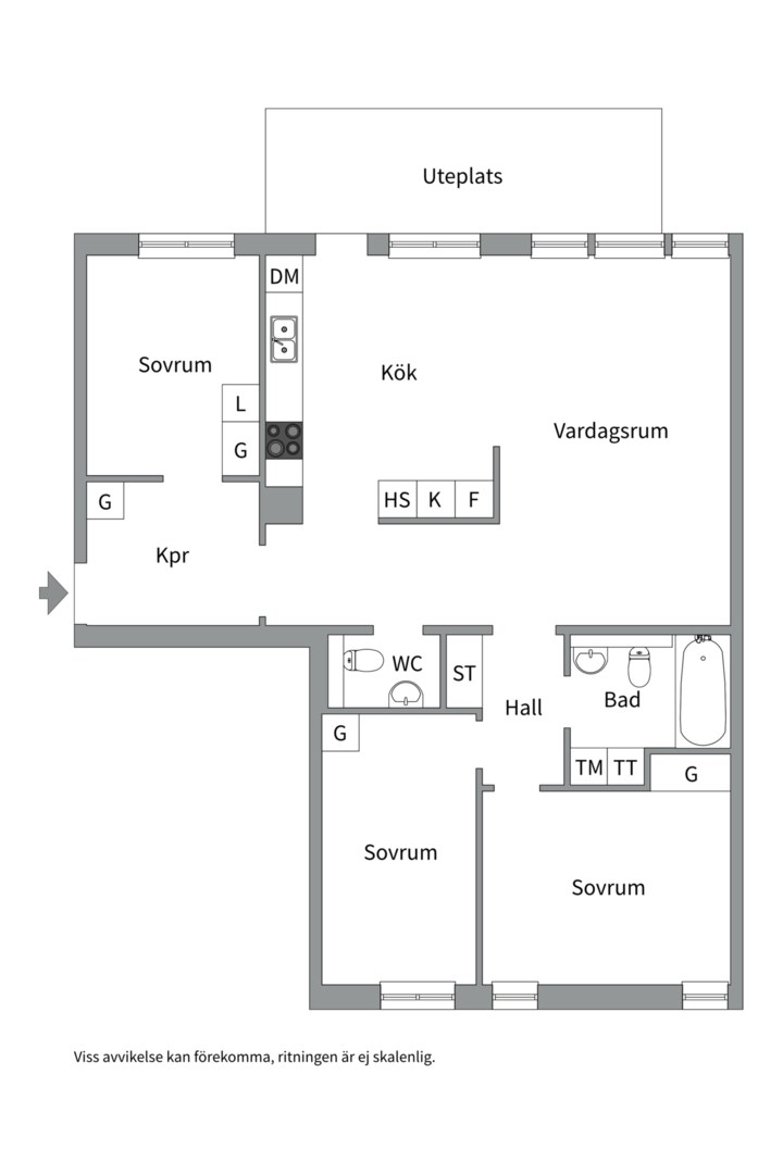 Planlösning från Mejselvägen 48, Kommande i Hägersten, Stockholm