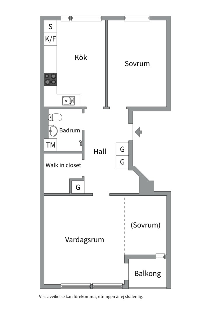 Planlösning från Ljusstöparbacken 5C, 3tr, Kommande i Gröndal, Stockholm