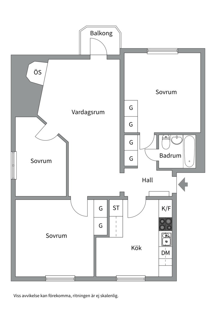 Planlösning från Börjegatan 58 A, Kommande i Luthagen, Uppsala