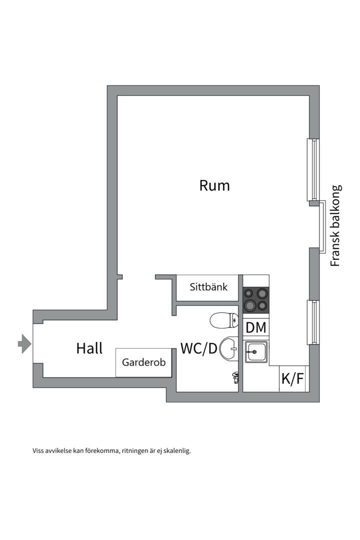 Planlösning från Kungsängsgatan 36E, Till salu i Centrum, Uppsala