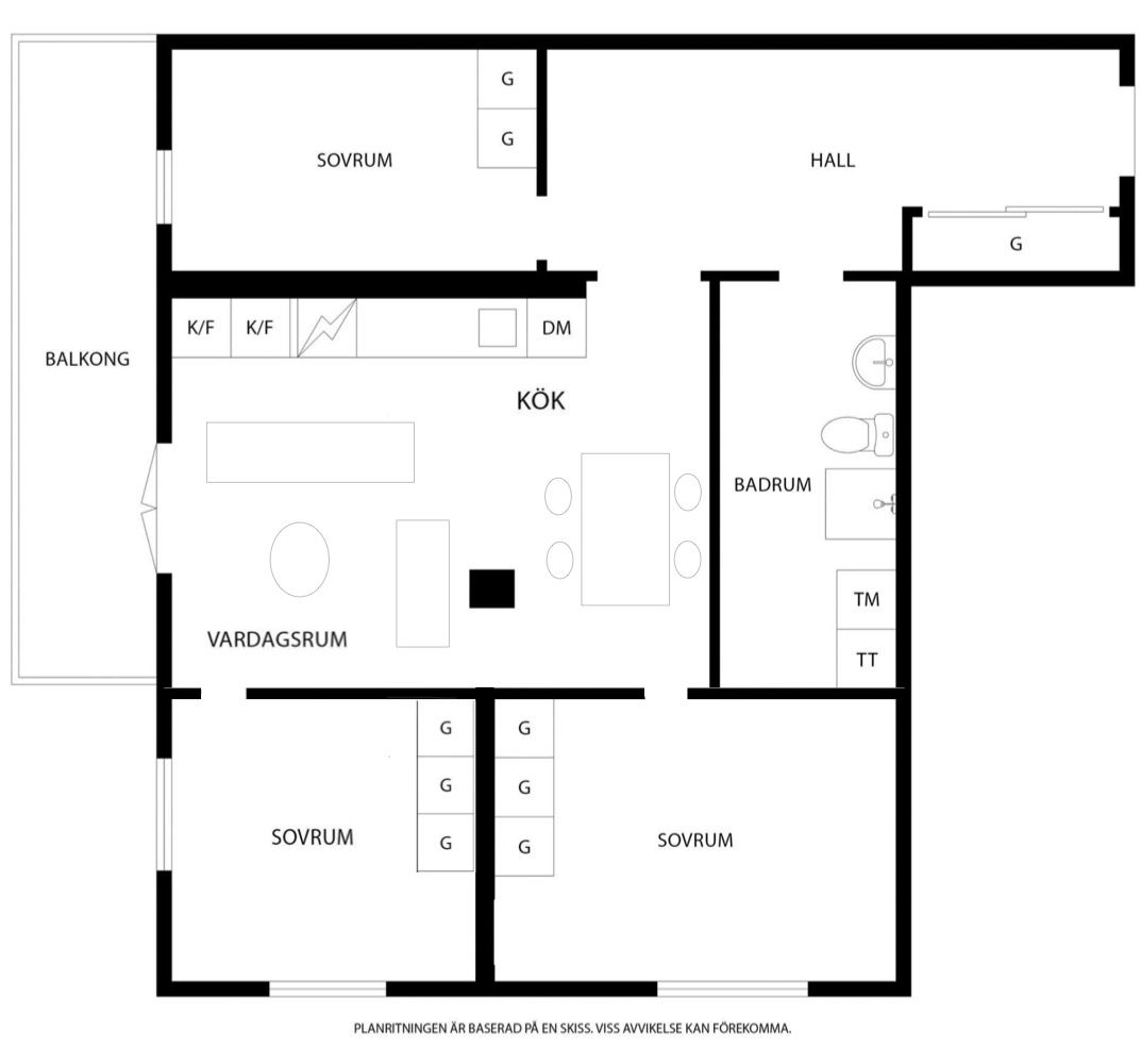 Planlösning från Ormingeringen 62A, Kommande i Västra Orminge, Nacka