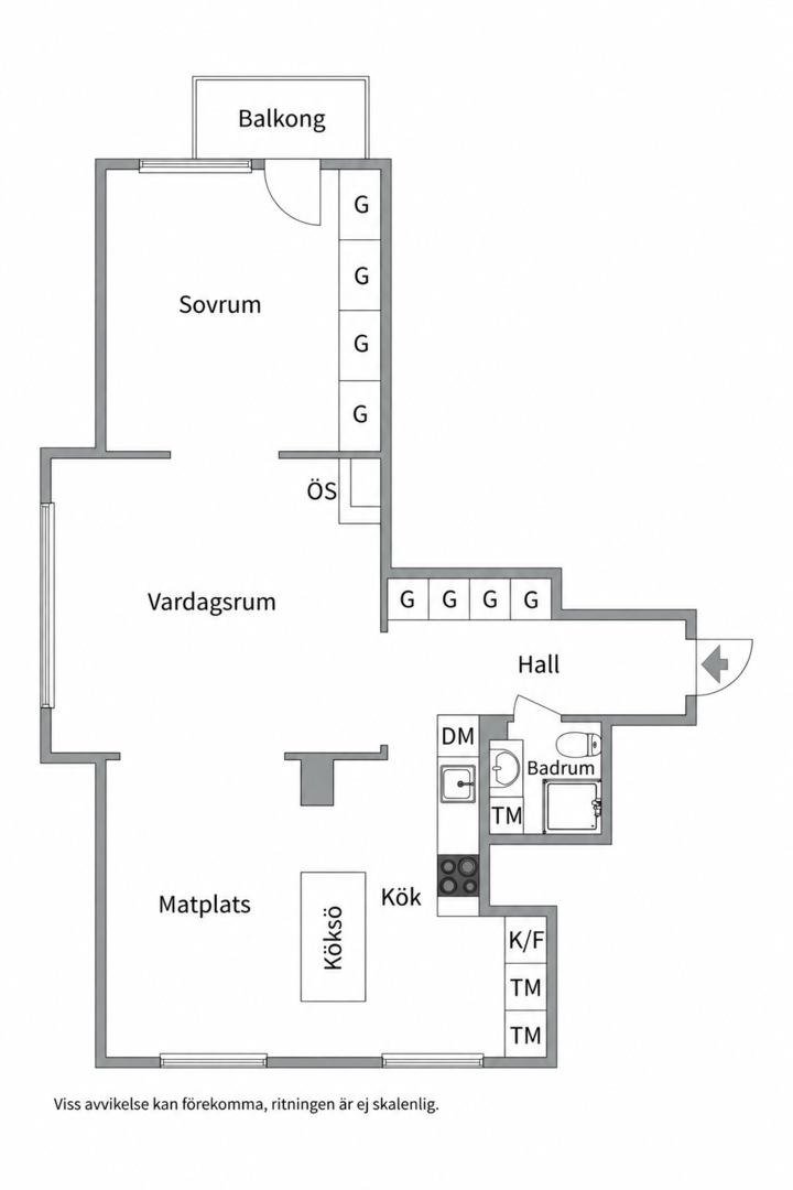 Planlösning från Luthagsesplanaden 9A, Såld i Främre Luthagen, Uppsala