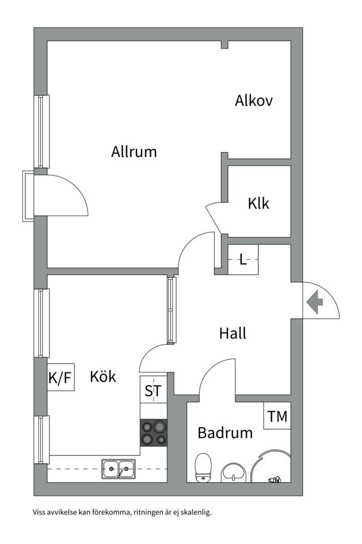 Planlösning från Kata Dalströms gata 19, Såld i Fruängen, Stockholm