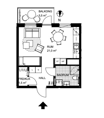 Planlösning från Solnavägen 13A, Kommande i Solna - Karolinska, Solna