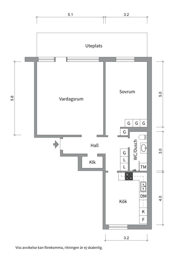 Planlösning från Sturegatan 18A, Kommande i Luthagen, Uppsala