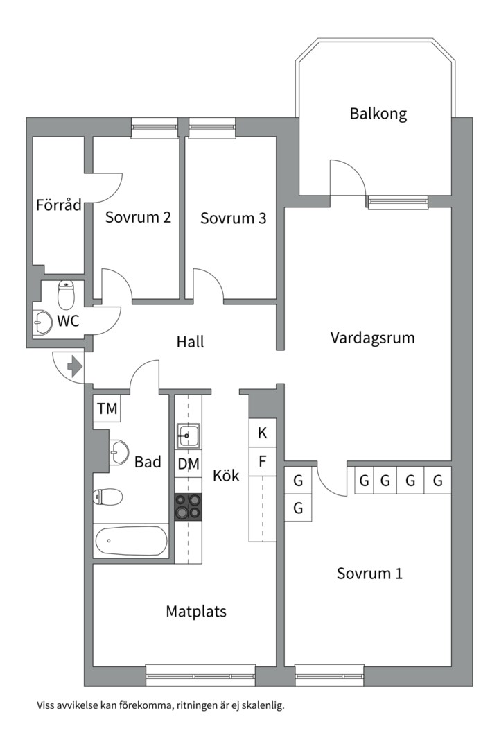Planlösning från Flisavägen 2, Såld i Bjurhovda, Västerås