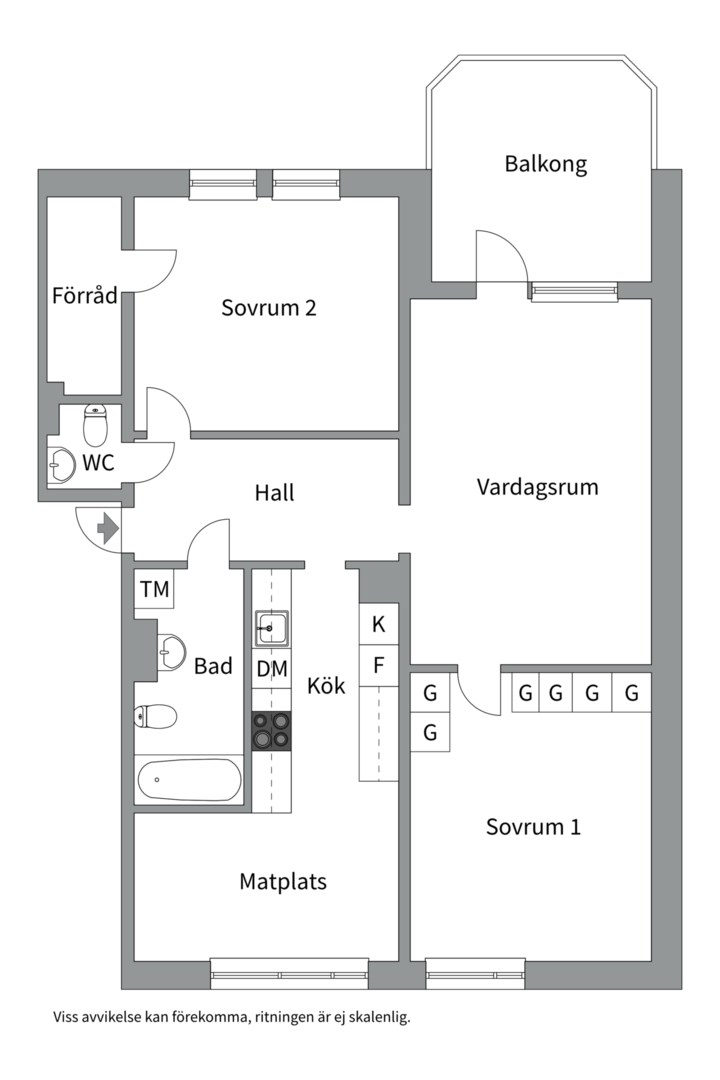 Planlösning från Flisavägen 2, Såld i Bjurhovda, Västerås