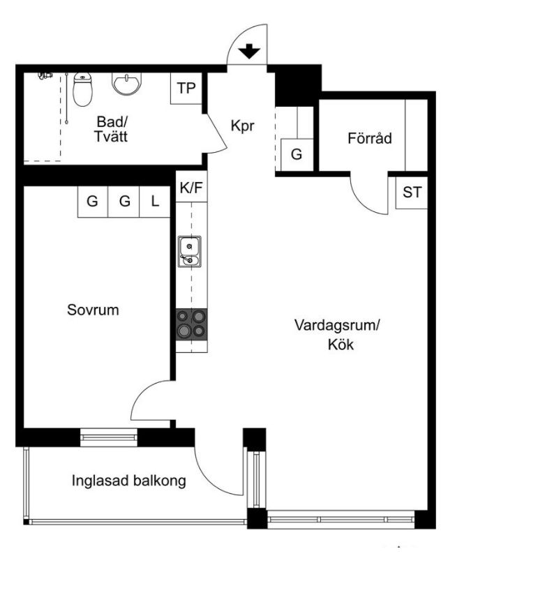 Planlösning från Evenemangsgatan 30, Såld i Arenastaden, Solna