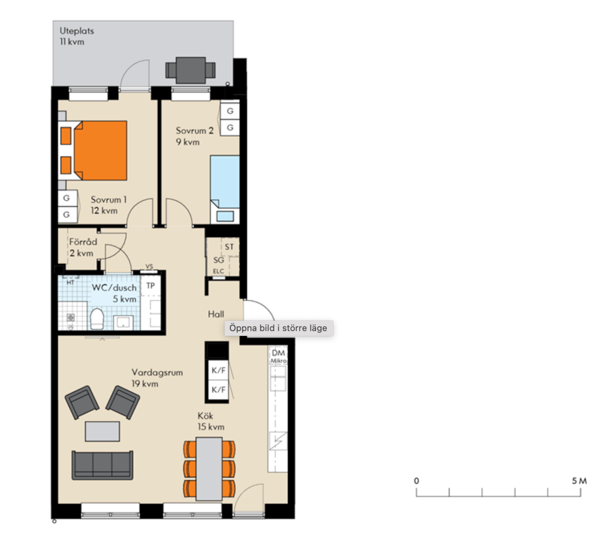 Planlösning från Slalomvägen 8, Till salu i Väsjön, Sollentuna