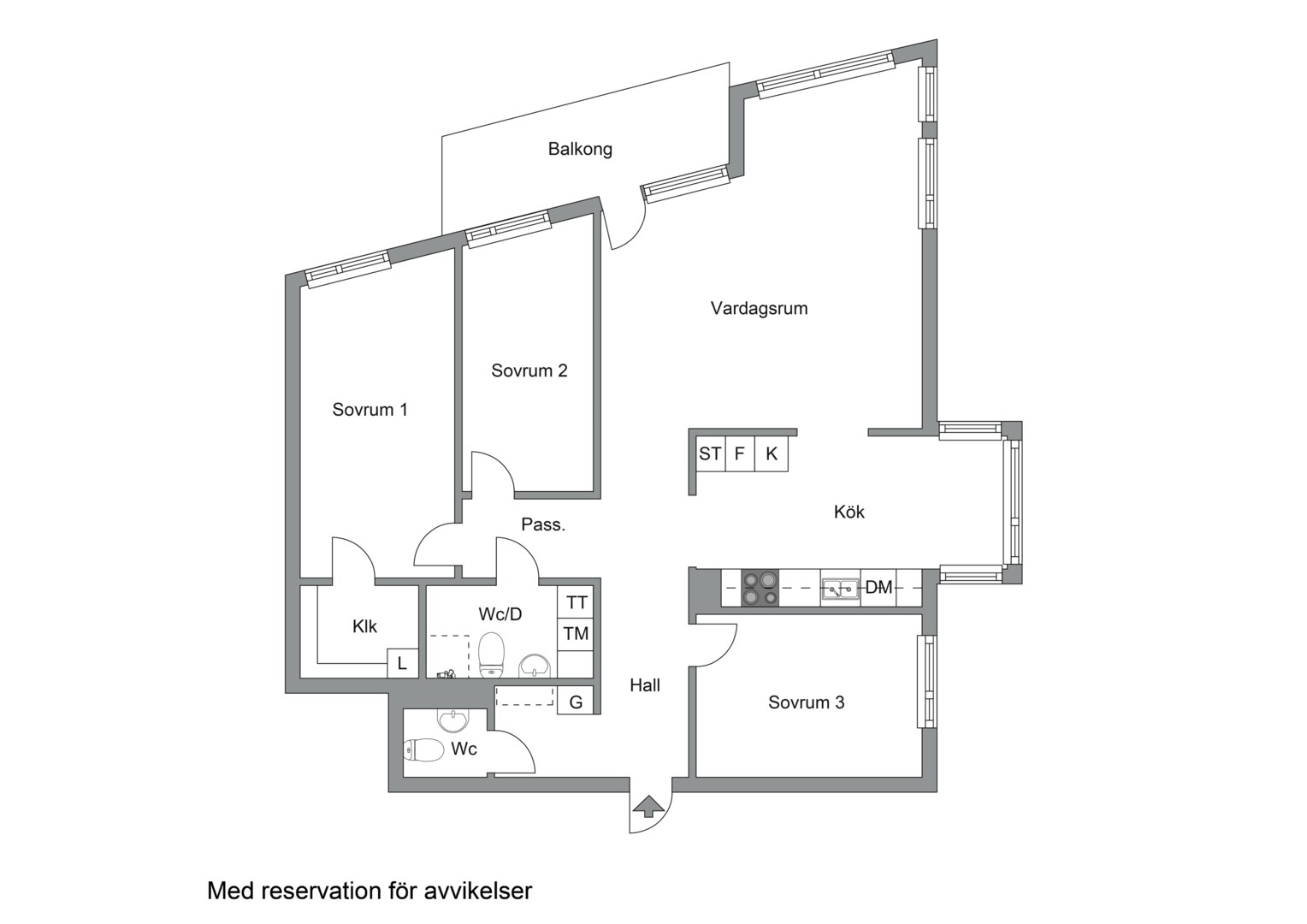 Planlösning från Gustav III:s boulevard 53, Kommande i Frösunda, Solna