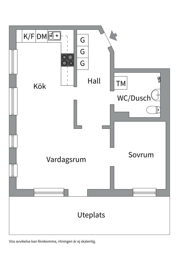 Planlösning från Verkmästargatan 5A, Kommande i Salabacke, Uppsala