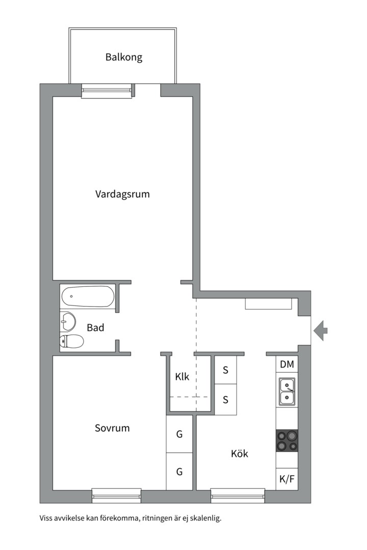 Planlösning från Hällbygatan 32B, Till salu i Luthagen, Uppsala