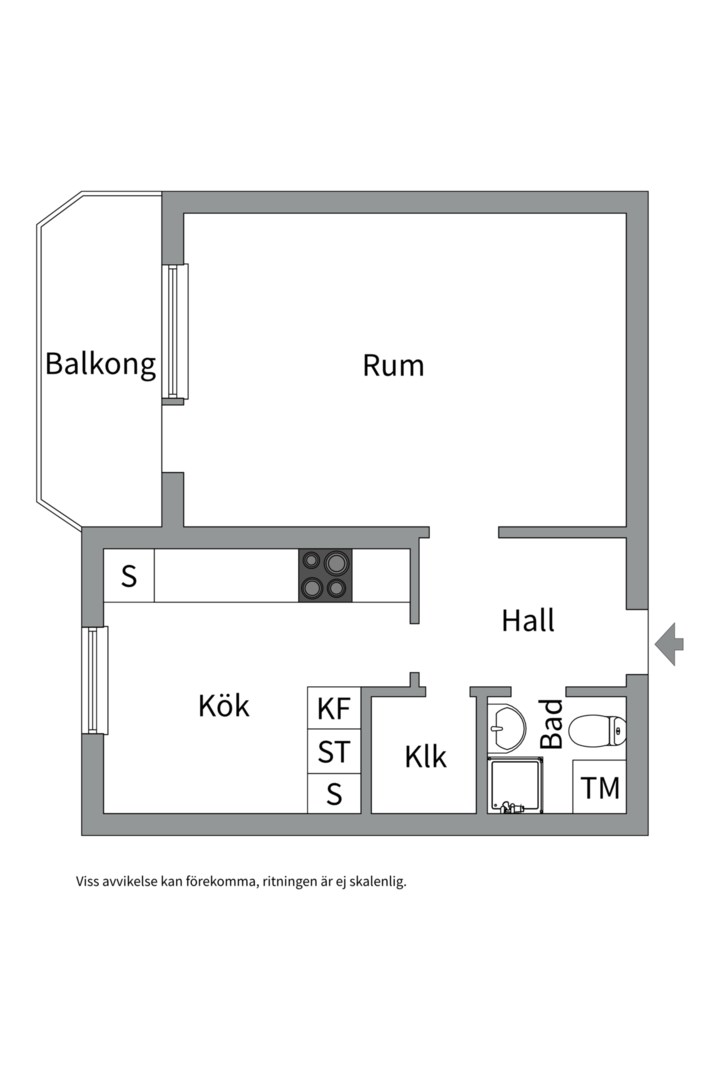 Planlösning från Byggmästargatan 3C, Till salu i Salabacke, Uppsala