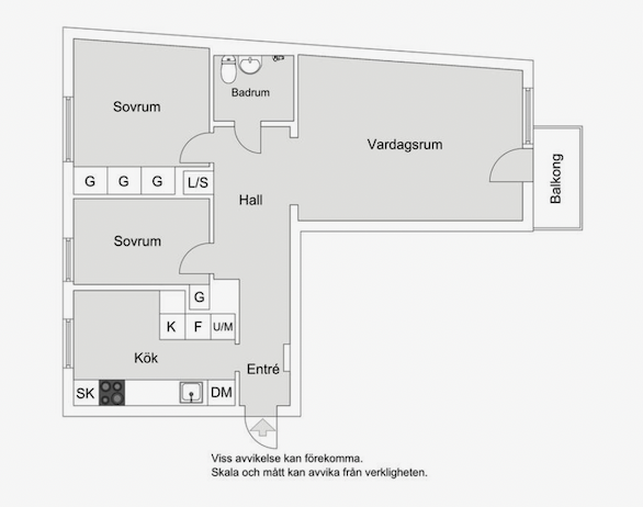 Planlösning från Becksjudarvägen 47, Till salu i Finntorp, Nacka