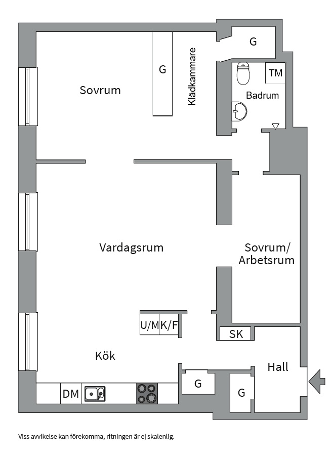 Planlösning från Pontonjärgatan 38, Kommande i Kungsholmen, Stockholm