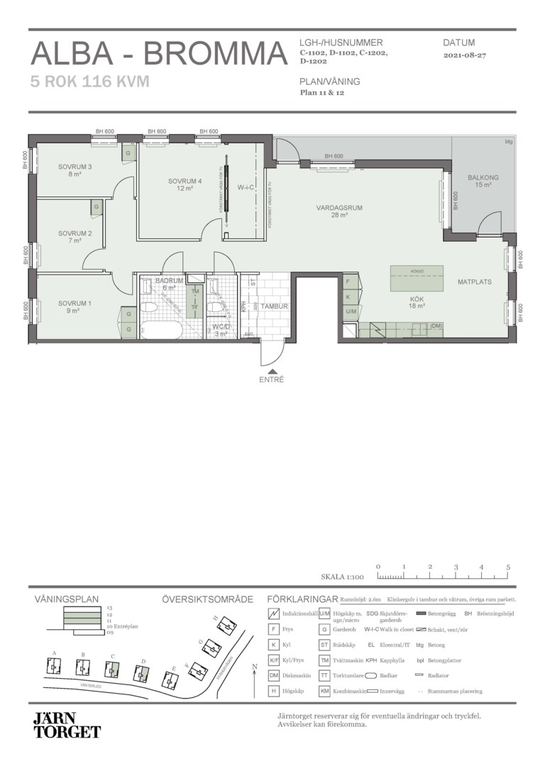 Planlösning från Västerled 102, Till salu i Bromma - Stora Mossen/Abrahamsberg, Stockholm