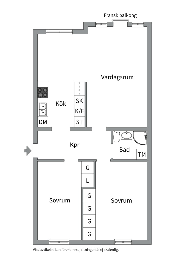 Planlösning från Murargatan 18A, Kommande i Salabacke, Uppsala
