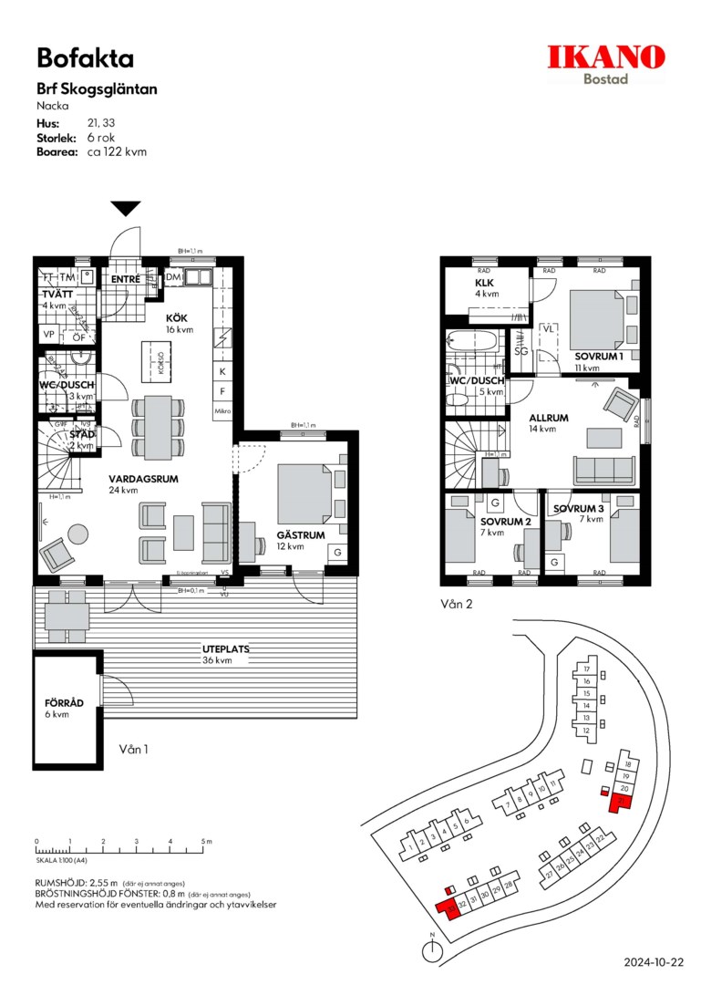 Planlösning från Boplatsringen 75A, Till salu i Älta, Nacka