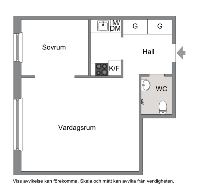 Planlösning från Råsundavägen 57, Såld i Råsunda, Solna