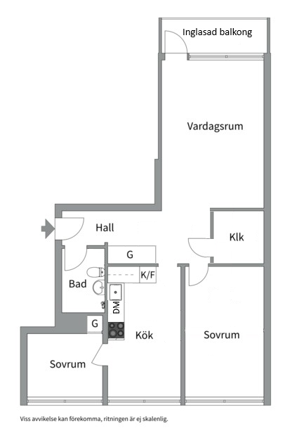 Planlösning från Skjutbanegatan 5A, Till salu i Haga, Västerås