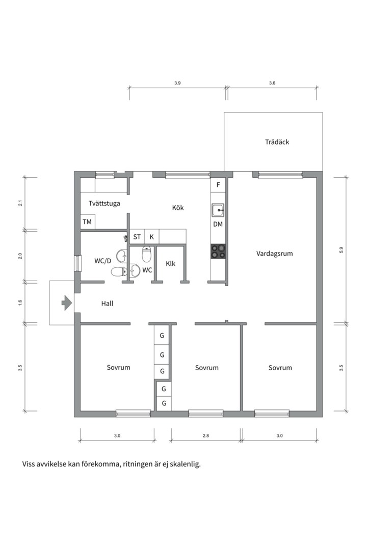 Planlösning från Grågåsvägen 5, Såld i Sunnersta, Uppsala