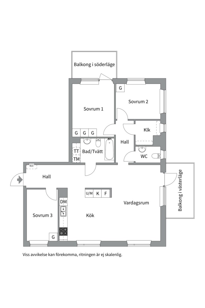 Planlösning från Tollarevägen 30, 2 tr, Såld i Tollare, Nacka