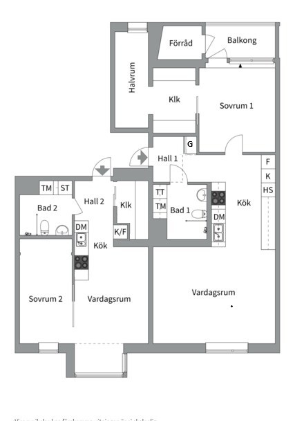 Planlösning från Grindstugegatan 2, Såld i Rosendal, Uppsala