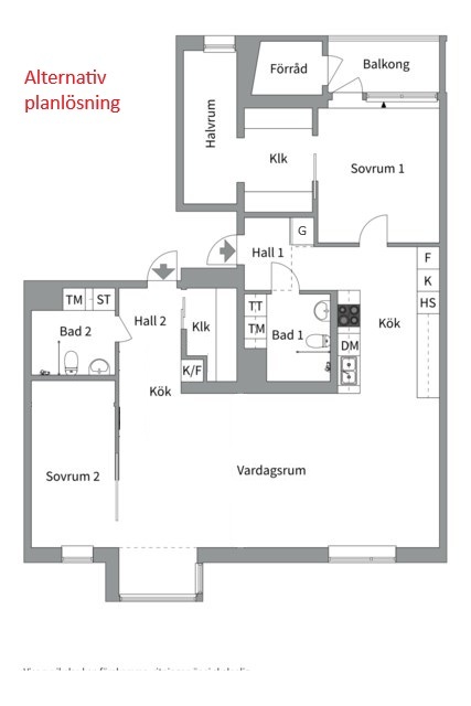 Planlösning från Grindstugegatan 2, Såld i Rosendal, Uppsala
