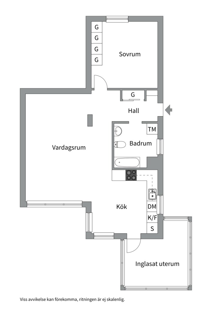 Planlösning från Klyvarevägen 64D, Såld i Skogalund, Nacka