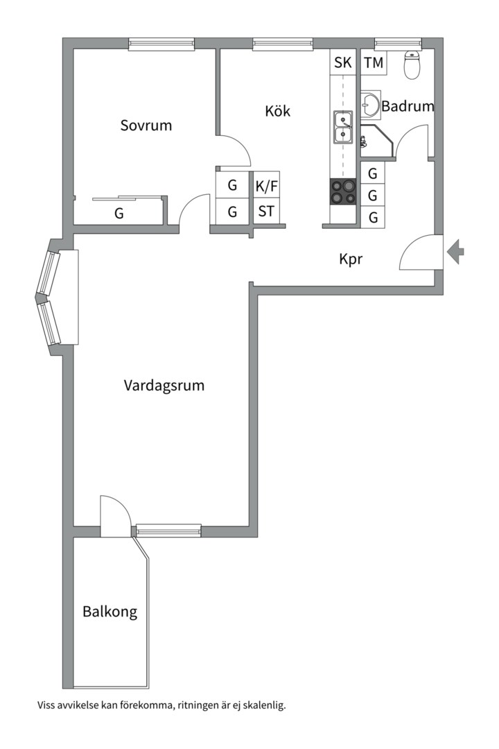 Planlösning från Byggmästargatan 9A, Till salu i Salabacke, Uppsala