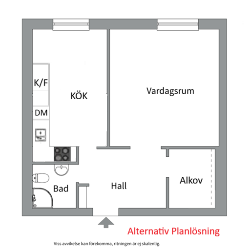 Planlösning från Väderkvarnsgatan 54A, Kommande i Fålhagen, Uppsala