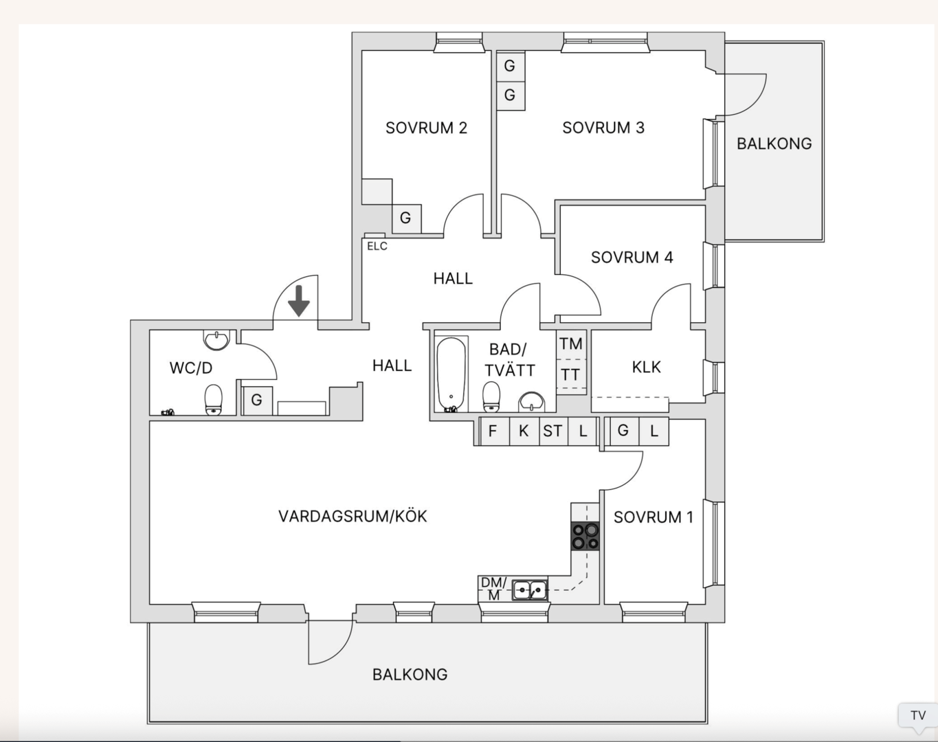 Planlösning från Tollarevägen 26, 6 tr, Till salu i Tollare, Nacka