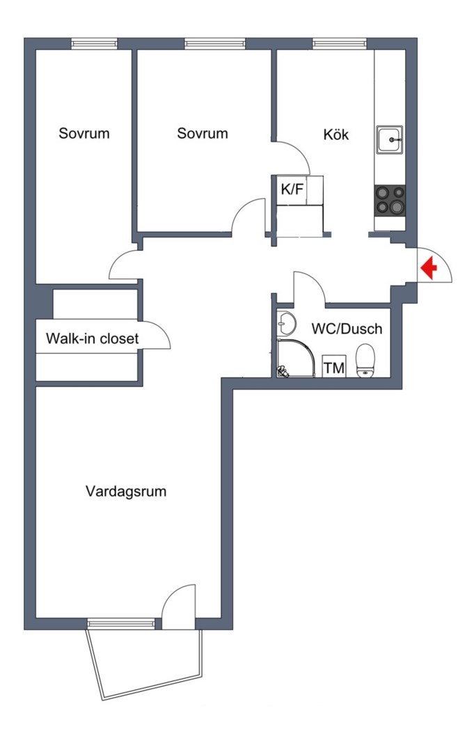Planlösning från Månstorpsvägen 10, Såld i G:a Tullingeberg, Botkyrka