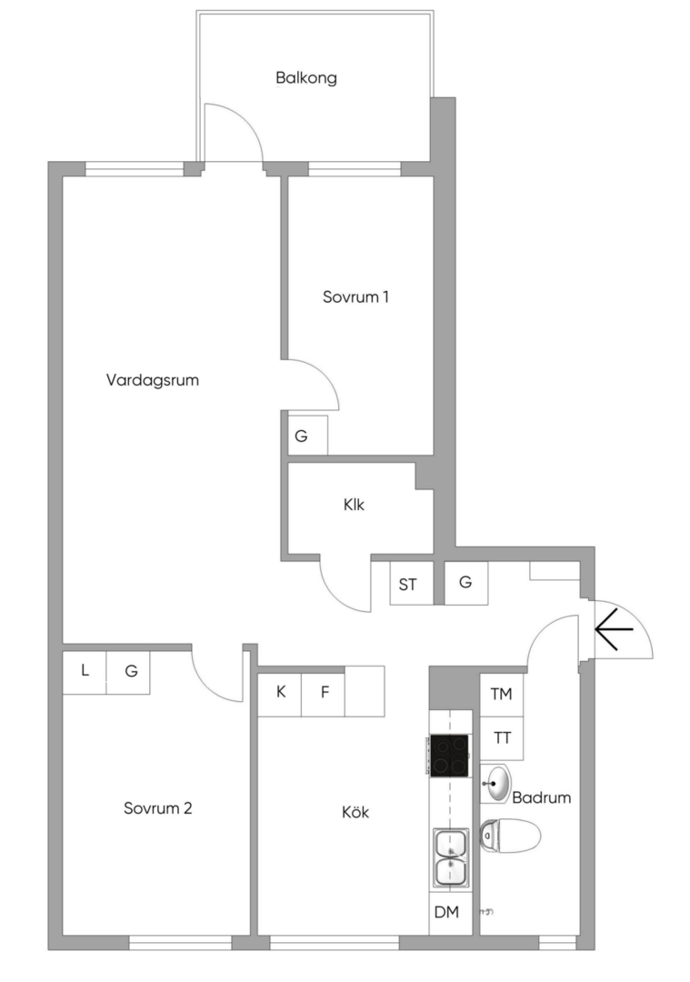 Planlösning från Lasarettsvägen 3, Till salu i Ektorp, Nacka