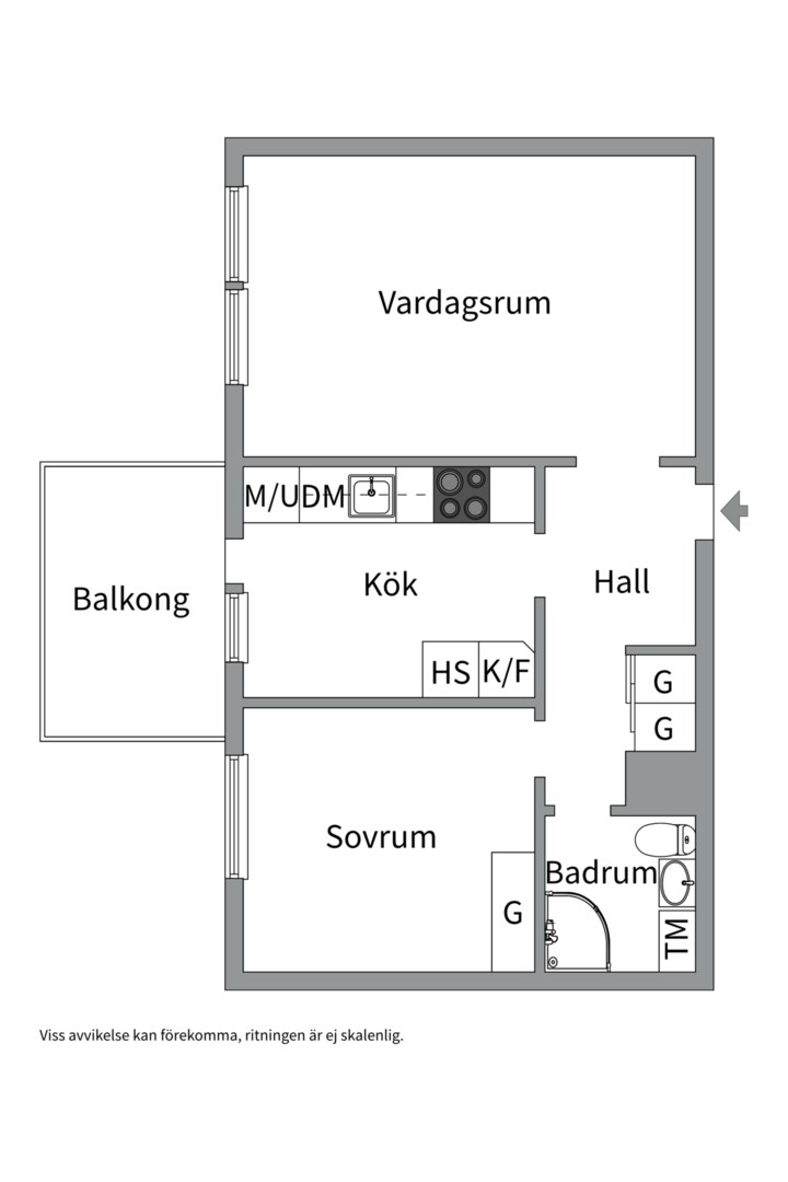 Planlösning från Gunnilbogatan 30D, Såld i Malmaberg, Västerås