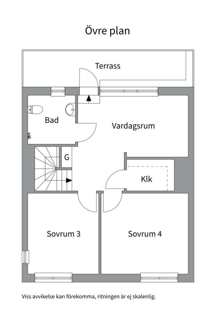 Planlösning från Von Bahrs väg 4, Kommande i Ling, Uppsala
