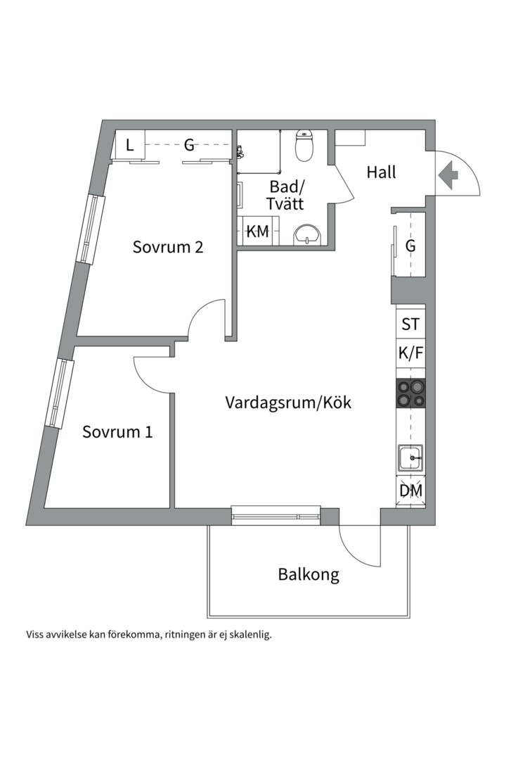 Planlösning från Tövädersgatan 1B, Till salu i Gränby, Uppsala