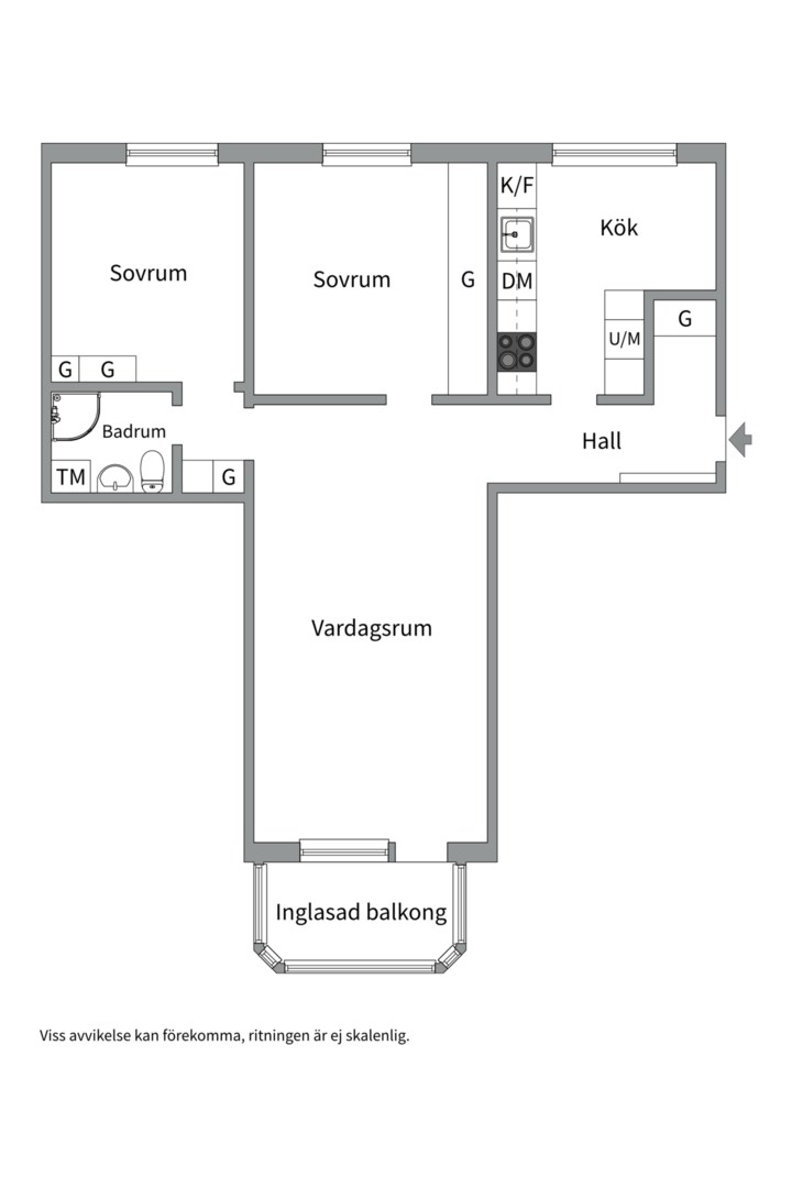 Planlösning från Gunnilbogatan 24B, Till salu i Malmaberg, Västerås