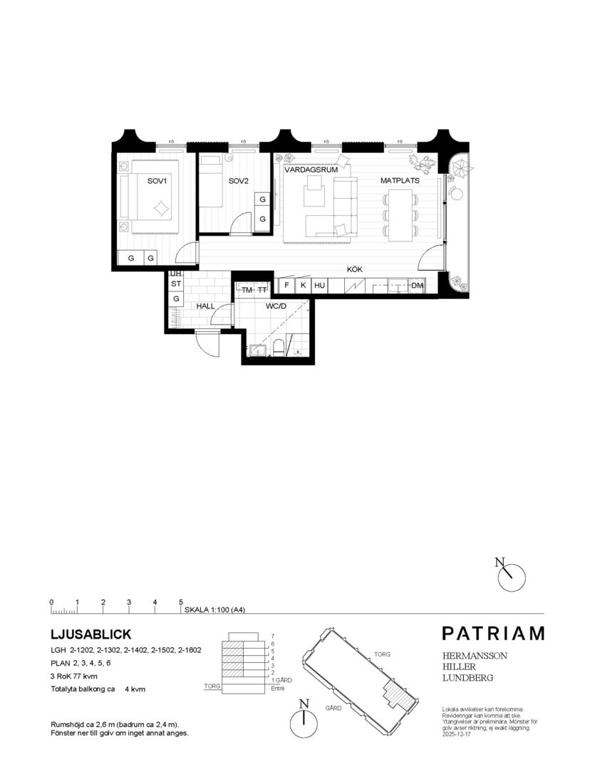 Planlösning från Primusgatan 20, Lgh 2-1202, Till salu i Lilla Essingen, Stockholm