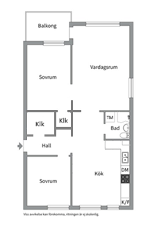 Planlösning från Gröna gatan 27A, Kommande i Salabacke, Uppsala